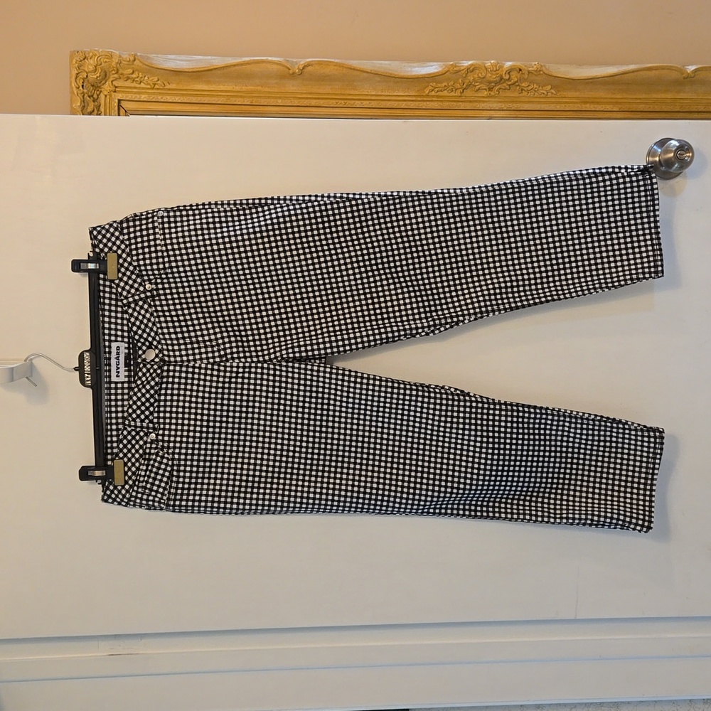 Nygard stretch black & white Gingham cropped pants Capris 16 EUC
